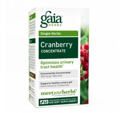 Gaia Herbs, Клюквенный концентрат 60 вегетарианских жидких фито-капсул