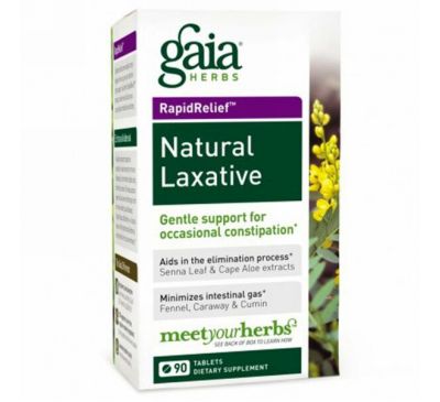 Gaia Herbs, Rapid Relief, натуральное слабительное, 90 таблеток