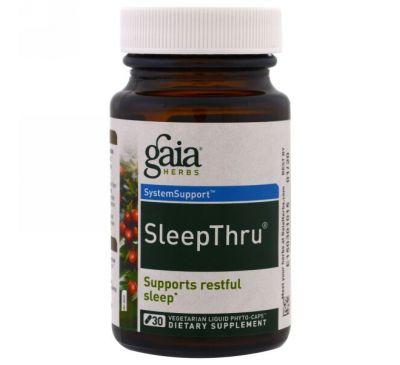 Gaia Herbs, SleepThru, 30 вегетарианских жидких фито-капсул