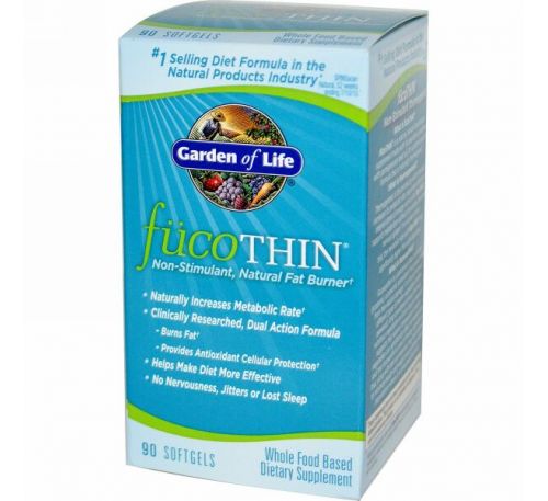 Garden of Life, FucoThin, Не является стимулирующим средством, природный сжигатель жира, 90 капсул