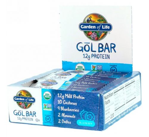 Garden of Life, GOL Bars, Blueberry, 12 Bars, 2.11 oz (60 g) Each