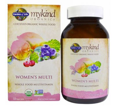 Garden of Life, KIND Organics, Мультивитамины для женщин, 120 веганских таблеток