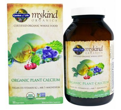Garden of Life, KIND Organics, органический растительный кальций, 180 веганских таблеток