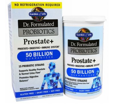 Garden of Life, "Простата+", пробиотик для поддержания здоровья простаты из серии "Составлено врачом", 30 капсул в растительной оболочке