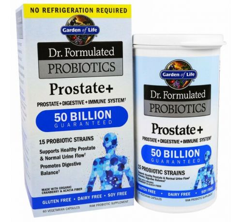 Garden of Life, "Простата+", пробиотик для поддержания здоровья простаты из серии "Составлено врачом", 30 капсул в растительной оболочке