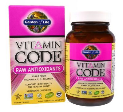 Garden of Life, Vitamin Code, Необработанные антиоксиданты, 30 растительных капсул UltraZorbe