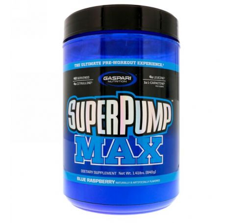 Gaspari Nutrition, СуперПамп Макс, синий малиновый лед, 1,41 фунт (640 г)