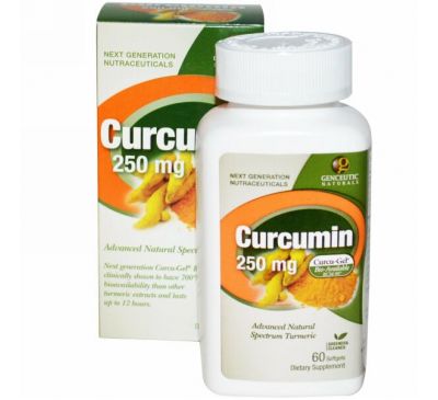 Genceutic Naturals, Куркумин, 250 мг, 60 гелевых капсул