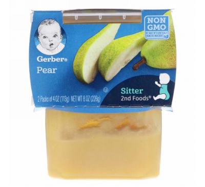 Gerber, 2nd Foods, Pear, 2 Pack, 4 oz (113 g) Each