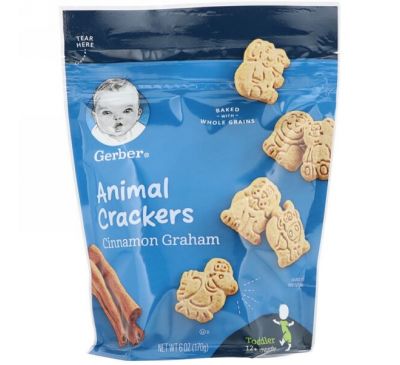 Gerber, Animal Crackers, Cinnamon Graham, Toddler, 12+ Months, 6 oz (170 g)