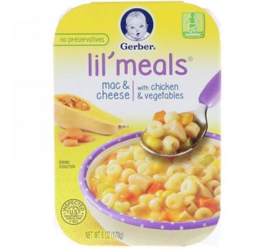 Gerber, Lil' Meals, Mac & Cheese, With Chicken & Vegetables, Toddler, 6 oz (170 g)