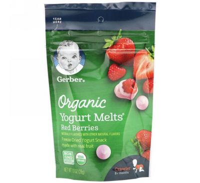 Gerber, Organic Yogurt Melts, Red Berries, 8 + Months, 1.0 oz (28 g)