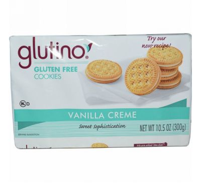 Glutino, Безглютеновое печенье, ванильный крем, 10,5 унций (300 г)
