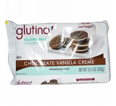 Glutino, Безглютеновое печенье с шоколадно-ванильным кремом, 10,5 унций (300 г)