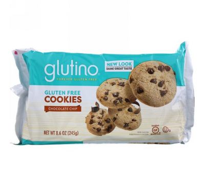 Glutino, Печенье без глютена, Шоколадная крошка, 8,6 унц. (245 г)