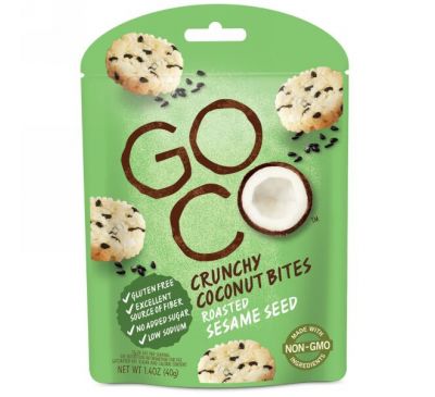 GoCo, Хрустящие кокосовые кусочки, Жареное семя кунжута, 1,4 унции (40 г)
