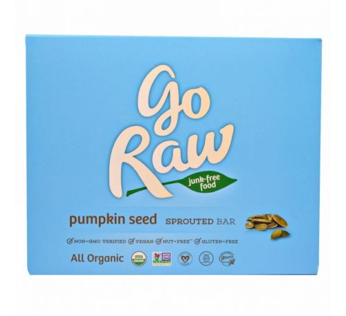 Go Raw, Органические батончики из семян проросшей тыквы, 10 батончиков, 13 г каждый