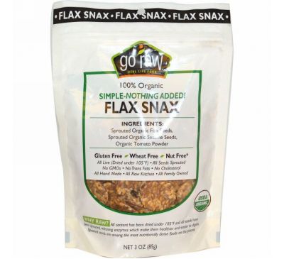 Go Raw, Органические снэки с льняным семенем Flax Snax, 3 унции (85 г)