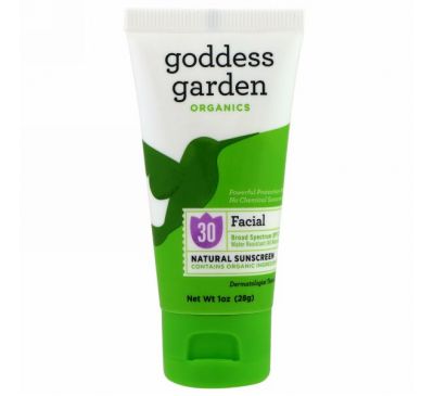 Goddess Garden, Органический продукт, Средство для лица, Натуральная защита от солнца, SPF 30, 1 унц. (28 г)