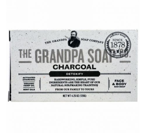 Grandpa's, Кусковое мыло для лица и для тела, антитоксичное, с древесным углем, 4,25 унции (120г)