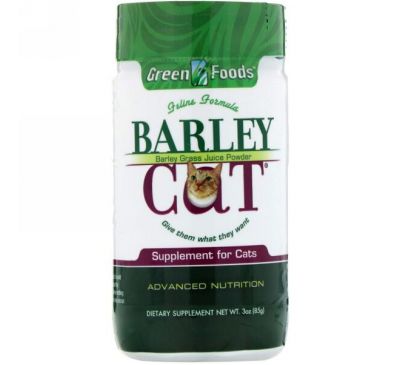 Green Foods Corporation, Порошок из зеленых побегов ячменя для кошек Barley Cat, 3 унции (85 г)