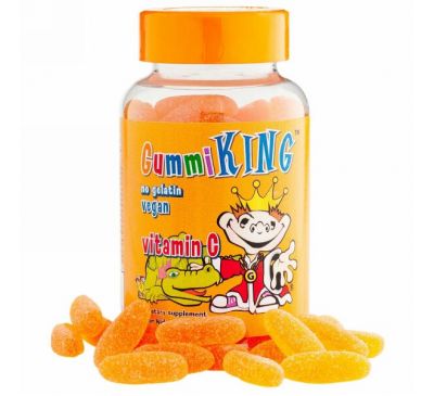 GummiKing, Витамин  C для детей с натуральным апельсиновым вкусом , 60 жевательных витаминов