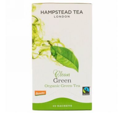 Hampstead Tea, Clean Green, Organic Green Tea, 20 Sachets, 1.41 oz (40 g)