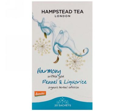 Hampstead Tea, Organic  Fennel & Liquorice, 20 Sachets,1.06 oz (30 g)