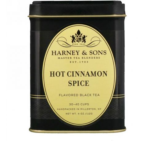 Harney & Sons, Черный чай, горячая специя из корицы, 4 унции