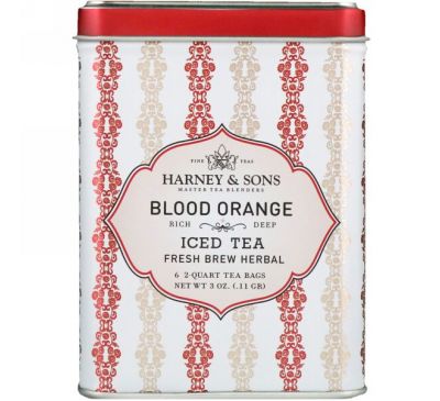 Harney & Sons, Кроваво-красный Апельсин, Ледяной Чай, 6 Пакетиков по 3 унции (0,11 г)