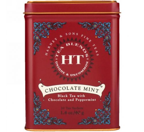 Harney & Sons, Шоколадная мята, 20 чайных пакетиков, 1.4 унций (40 г)