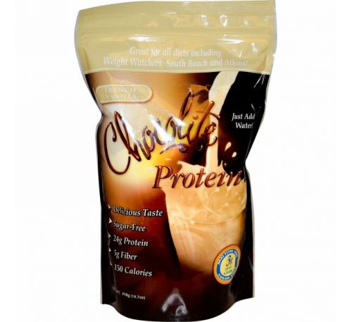 HealthSmart Foods, Inc., Шоколадный протеиновый коктейль ChocoRite, французская ваниль, 14.7 жидких унций (418 г)