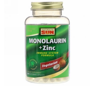 Health From The Sun, Monolaurin + Zinc, 90 Vegetarian Capsules