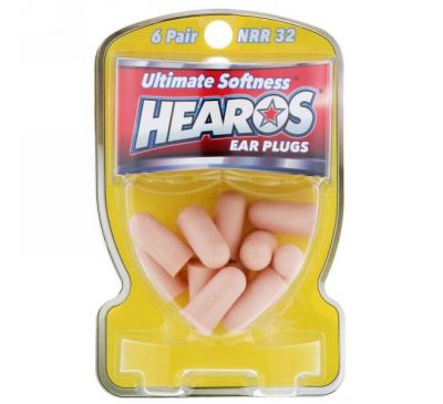 Hearos, Ear Plugs, Ultimate Softness, High, NRR 32, 6 Pair