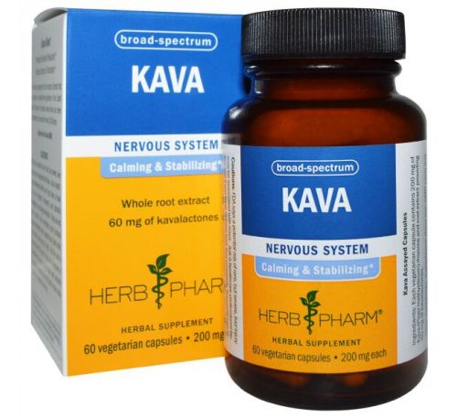 Herb Pharm, Кава (перец опьяняющий), 200 мг, 60 вегетарианских капсул