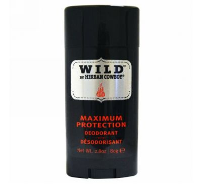 Herban Cowboy, Дезодорант максимальной защиты, Wild, 2,8 унции (80 г)