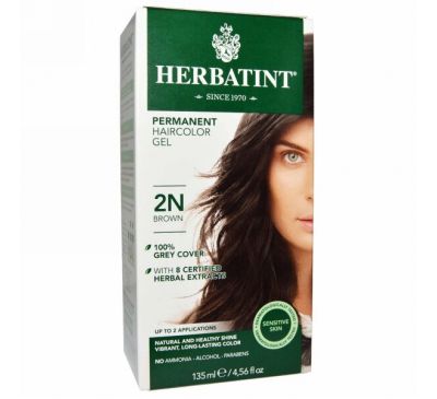 Herbatint, Перманентная гель-краска для волос, 2N, коричневый, 135 мл