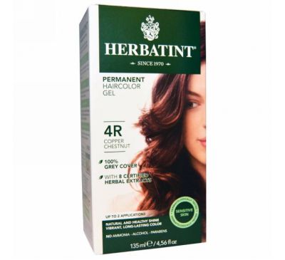 Herbatint, Перманентная краска-гель для волос, 4R, медный каштан, 4,56 жидкой унции (135 мл)