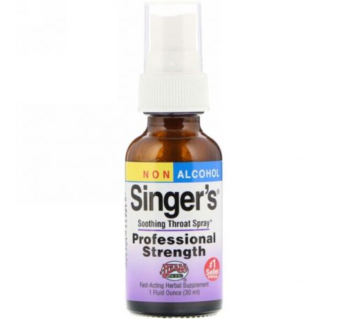 Herbs Etc., Singer's, от воспаления горла, без спирта, 1 флакон (30 мл)