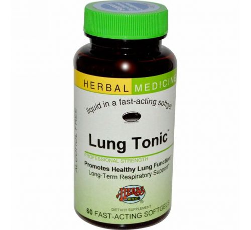 Herbs Etc., Тонизирующее средство для легких, без спирта, 60 быстродействующих гелевых капсул