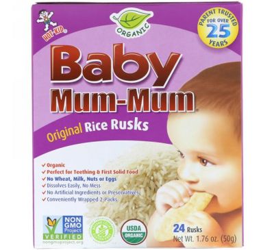Hot Kid, Baby Mum-Mum, Organic Risk Rusks, Original, 24 Rusks, 1.76 oz (50 g)