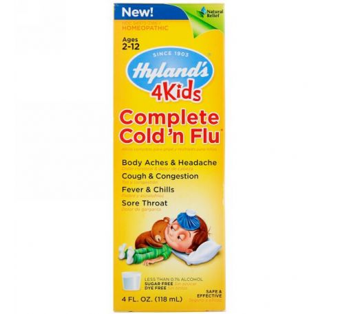 Hyland's, 4Kids, Complete Cold 'n Flu, Ages 2-12, 4 fl oz (118 ml)