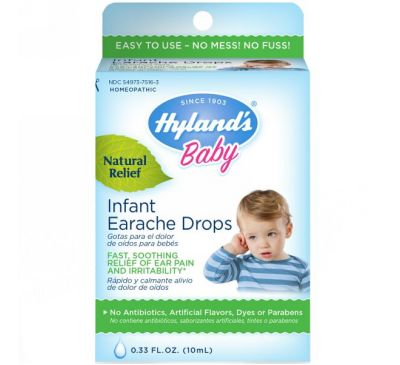 Hyland's, Капли от ушной боли для младенцев, 0,33 жидкой унции (10 мл)