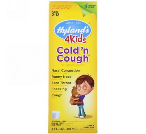 Hyland's, Средство от насморка и кашля для детей, для приема днем, от 2 до 12 лет, 118 мл