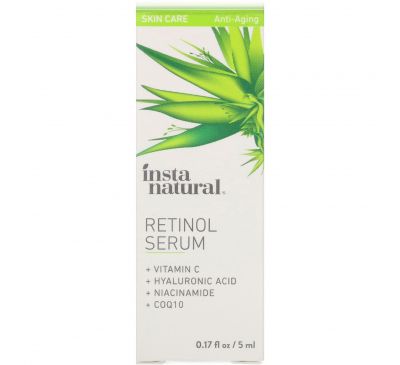 InstaNatural, Ретиноловая сыворотка с гиалуроновой кислотой + витамин C, антивозрастные, 0,17 ж. унц. (5 мл)