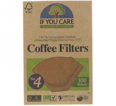 If You Care, Фильтры для кофе, № 4 размер 100 фильтров