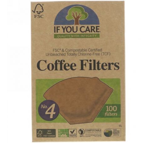 If You Care, Фильтры для кофе, № 4 размер 100 фильтров
