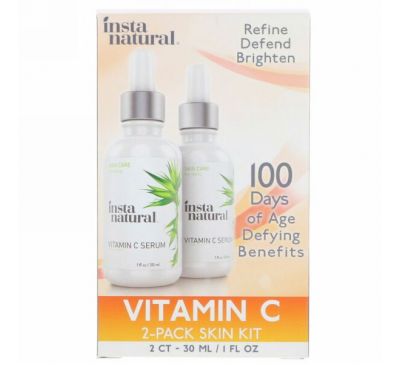InstaNatural, Сыворотка с витамином C, комплект из 2 средств для ухода за кожей, 1 ж. унц. (30 мл) каждый