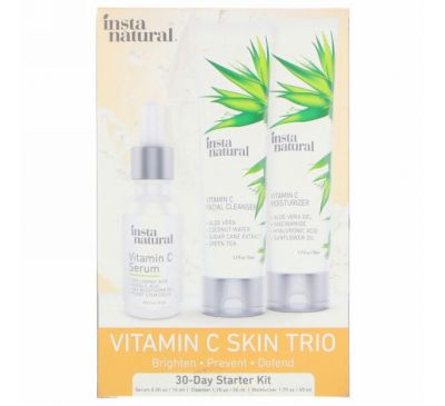 InstaNatural, Тройное средство для ухода за кожей с витамином С, 30-дневный начальный набор для осветления кожи лица и ухода за ней, 3 шт. в наборе