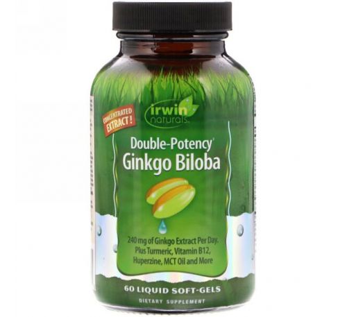 Irwin Naturals, Гинкго билоба с двойным действием, 60 гелевых капсул